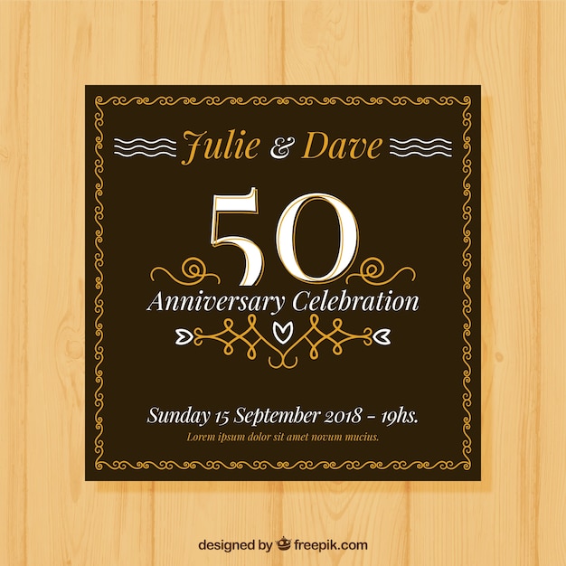 Carte D Anniversaire De Mariage Dans Le Style Plat Telecharger