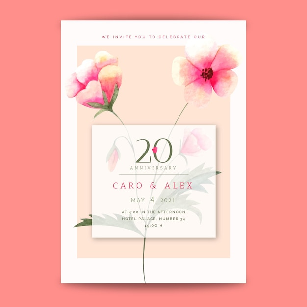 Carte D Anniversaire De Mariage Vecteur Premium