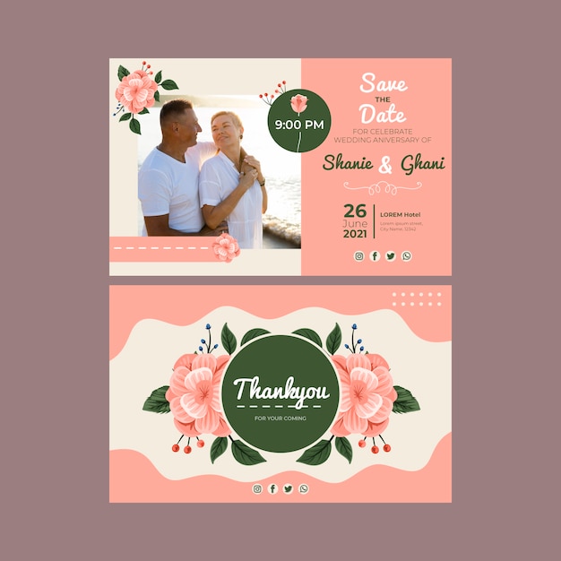 Carte D Anniversaire De Mariage Vecteur Gratuite