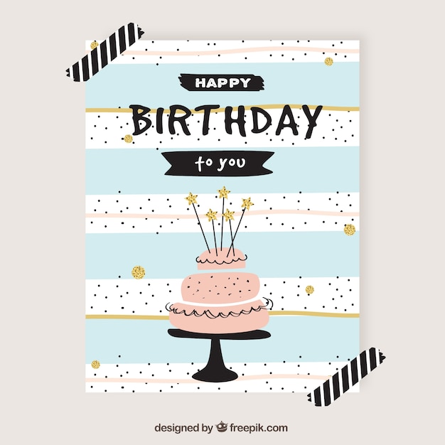 Carte D Anniversaire Mignonne Dans Le Style Retro Vecteur Gratuite