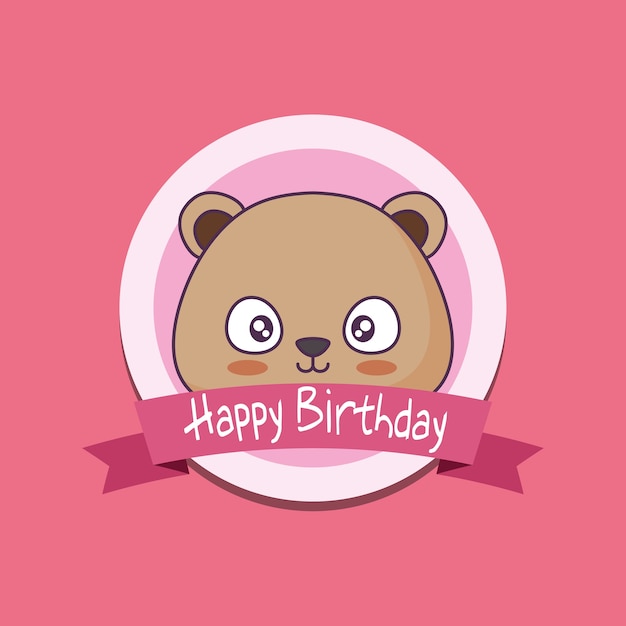 Carte D Anniversaire Avec Personnage Mignon Kawaii Vecteur Premium