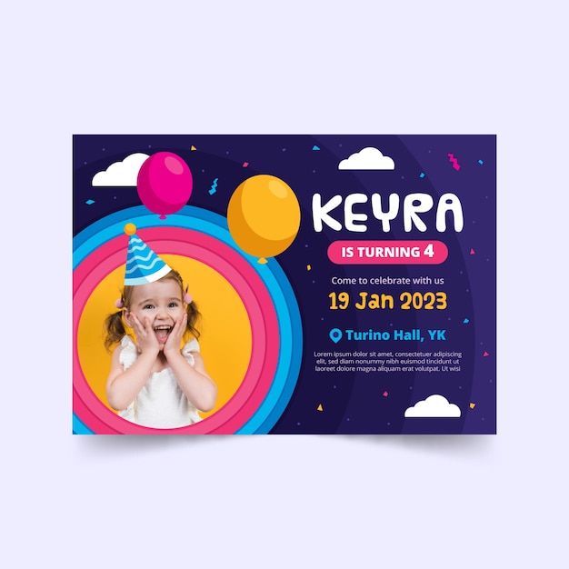 Carte D Anniversaire Pour Enfants Avec Fille Surprise Vecteur Gratuite