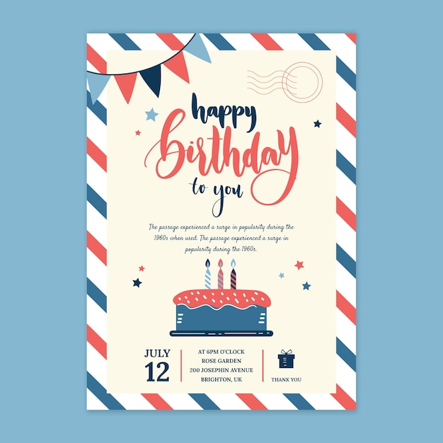 Carte D Anniversaire Pour Enfants Avec Gateau Vecteur Gratuite