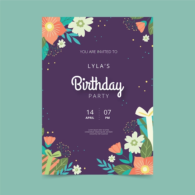  Carte  D anniversaire  De Style Floral  Vecteur Gratuite