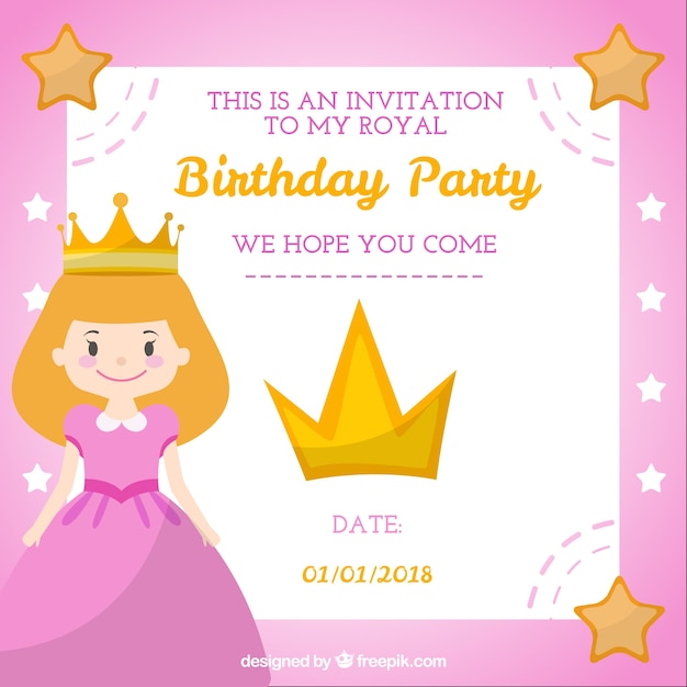 Carte D Anniversaire De Style Princesse Vecteur Gratuite