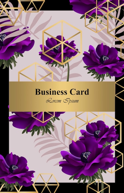 Carte de conception abstraite de fleurs de pavot pourpre vector. fond pour carte de visite, livre de marque ou affiche Vecteur Premium