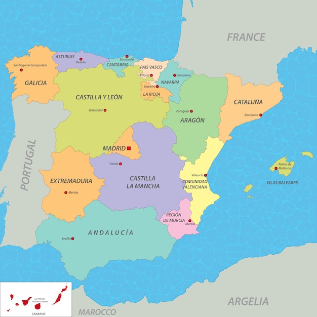 Carte de l'Espagne | Télécharger des Vecteurs Premium