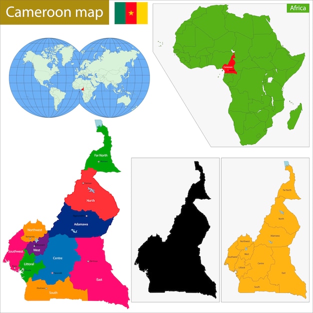 Carte Du Cameroun Vecteur Premium