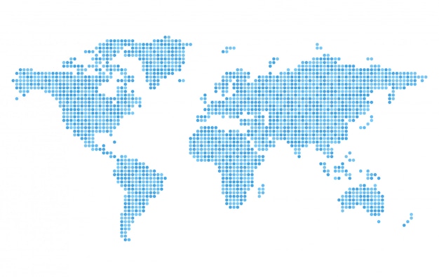 Carte Du Monde Pix lis e Avec Des Points De Cercle  Bleu 