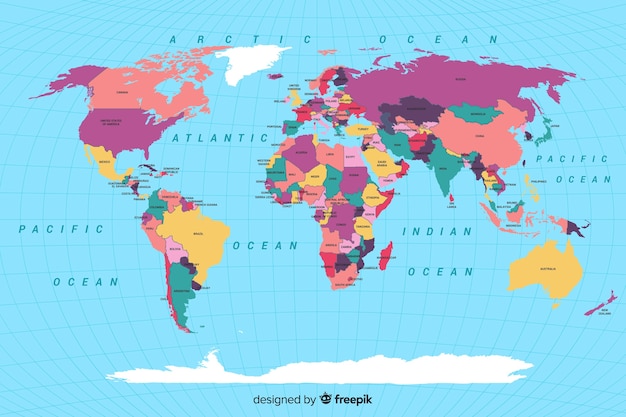 carte du monde image gratuite Vecteur Gratuite | Carte Du Monde Politique Colorée