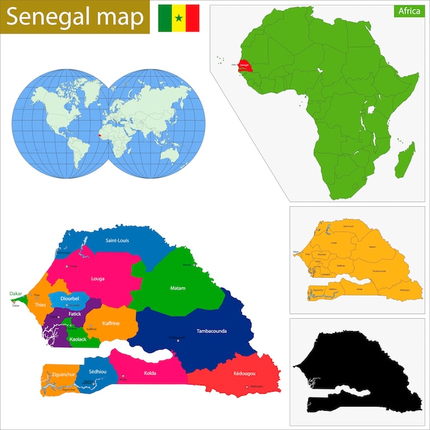 Carte Du Senegal Vecteur Premium