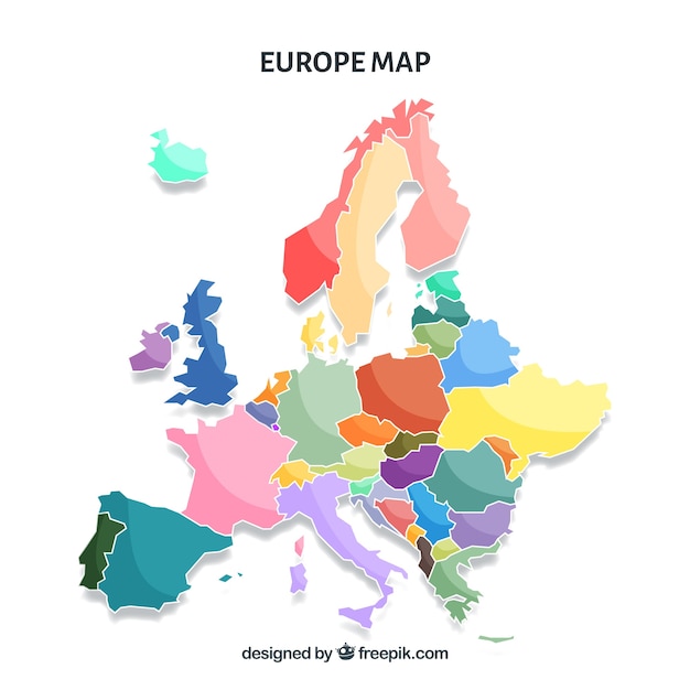 carte europe en couleur Carte De L'europe Avec Des Couleurs Dans Le Style Plat | Vecteur 