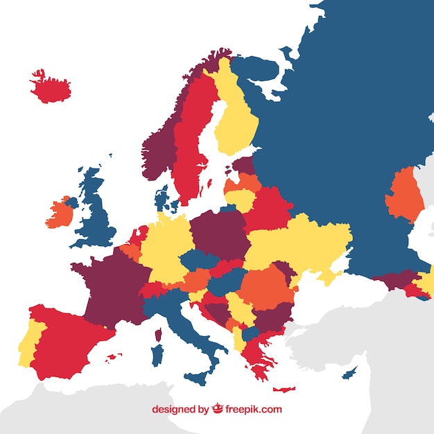 Carte De L'europe Avec Des Pays De Couleurs | Vecteur Premium