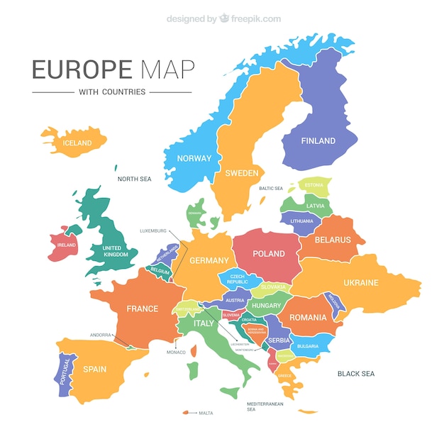 carte routiere europe gratuite Carte De L'europe Avec Les Pays | Vecteur Gratuite