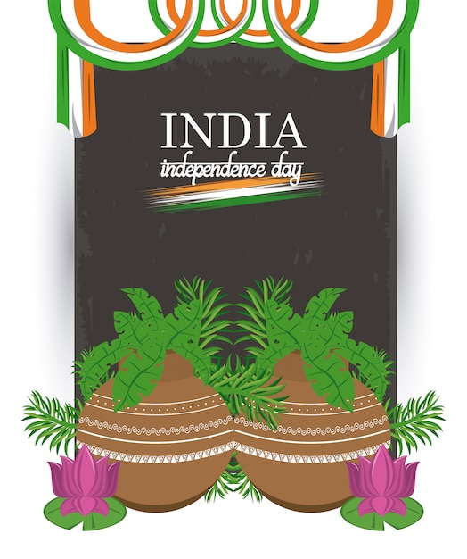 Carte de fête de l'indépendance de l'inde coloré Vecteur gratuit