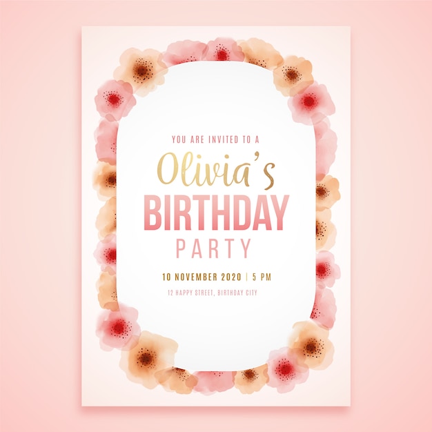 Carte Florale De Fete D Anniversaire D Olivia Vecteur Gratuite