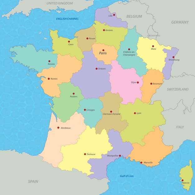 Carte De France  Vecteur Premium