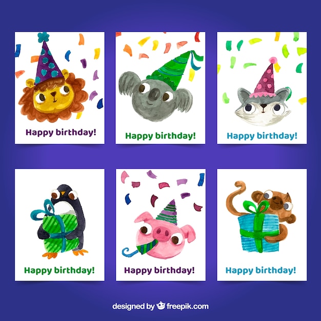 Carte D Invitation Anniversaire Avec Des Animaux Vecteur Gratuite