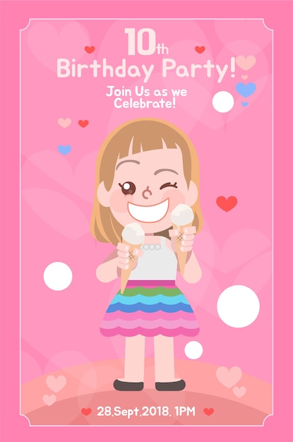 Carte D Invitation D Anniversaire Pour Les Filles Telecharger