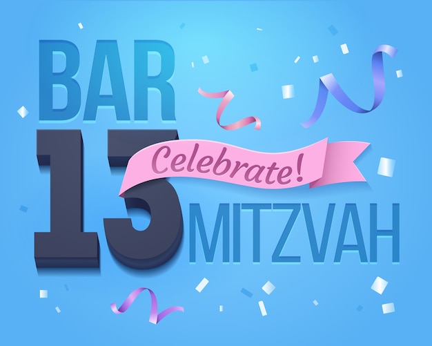 Carte D Invitation De Bar Mitzvah Carte De Voeux Pour Un Garcon Juif Bar Mitzvah A L Occasion De Son 13e Anniversaire Vecteur Premium