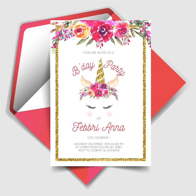 Carte D Invitation De Fete D Anniversaire Comme Par Magie Vecteur Premium