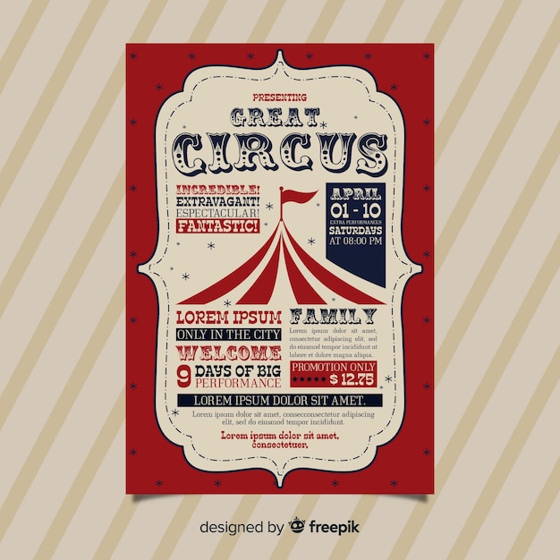 Carte D Invitation De Fete De Cirque Vintage Vecteur Gratuite