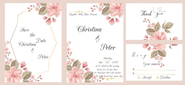 Carte D Invitation De Mariage Moderne Avec Carte De Remerciement