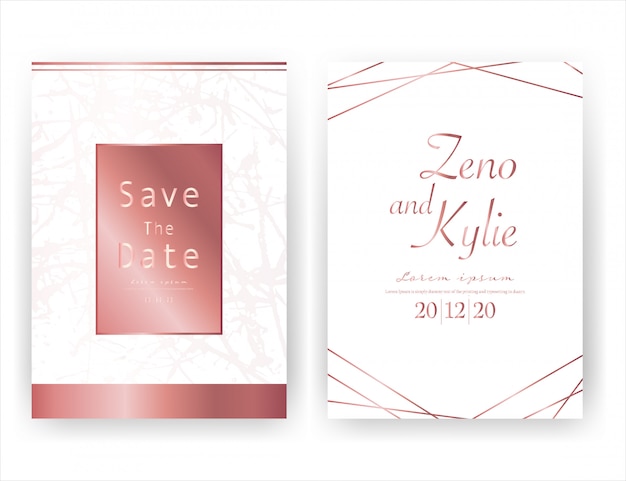 Carte d'invitation de mariage, réservez la carte de mariage de date Vecteur Premium