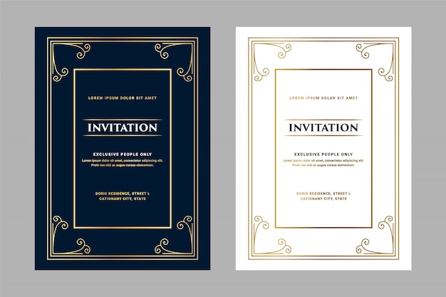 Carte D Invitation De Style Retro Antique Royal De Luxe Sombre Et Blanc Pour La Fete D Anniversaire D Entree Vip Pass Anniversaire De Mariage Et Celebration Vecteur Premium