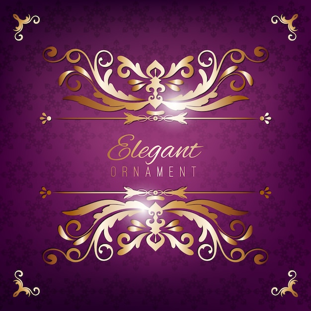 Carte D Invitation Vintage Fond De Luxe Violet Avec Cadre Dore Modele Pour Le Design Vecteur Premium