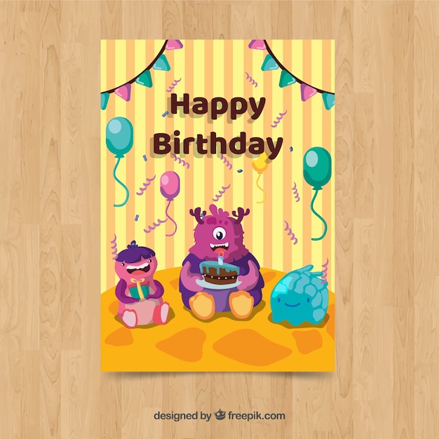 Carte De Joyeux  Anniversaire  Dans Un Style  Dessin   La 