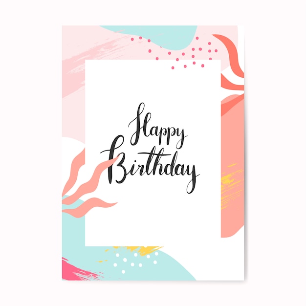 Carte De Joyeux Anniversaire Design Colore Memphis Vecteur Gratuite