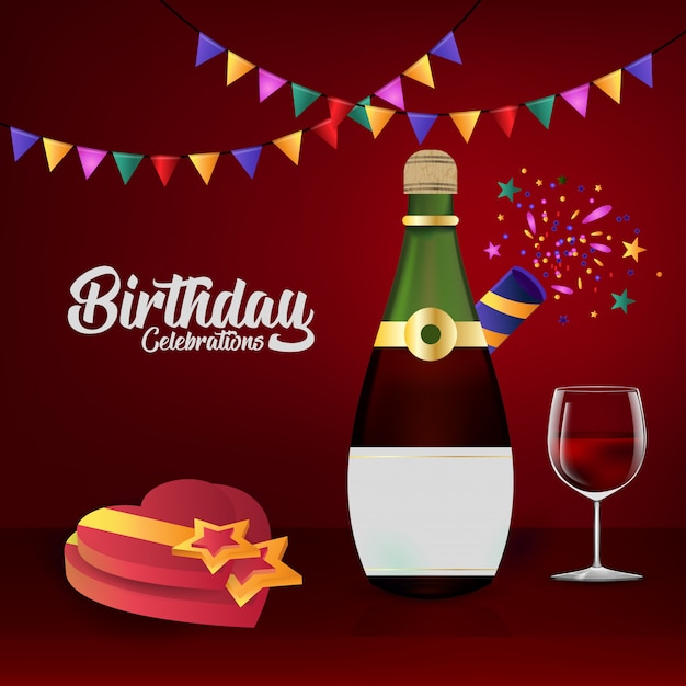 Carte De Joyeux Anniversaire Avec Design Elegant Et Fond De Carte Vecteur Premium