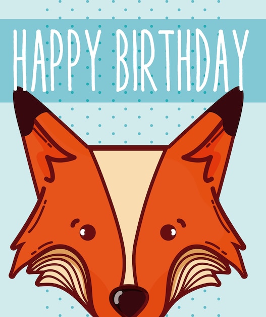 Carte De Joyeux Anniversaire Avec Design Graphique De Wolf Cartoon Vector Illustration Vecteur Premium