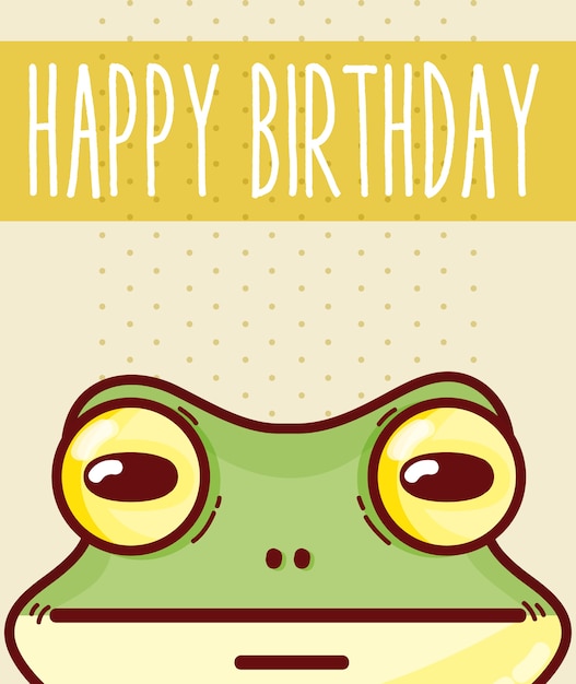 Carte De Joyeux Anniversaire Avec Dessin Graphique De Grenouille Cartoon Vector Illustration Vecteur Premium