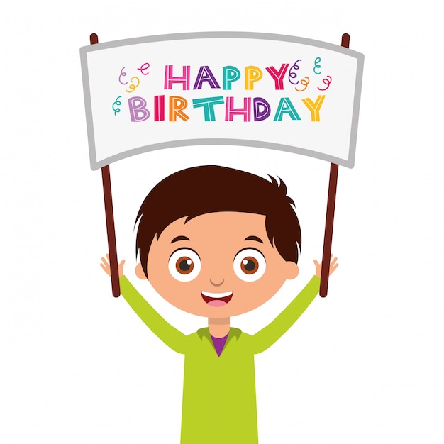 Carte de joyeux anniversaire avec des enfants Vecteur Premium