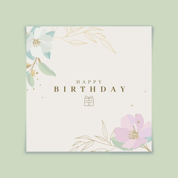 Carte De Joyeux Anniversaire Fleurs Epanouies Vecteur Gratuite