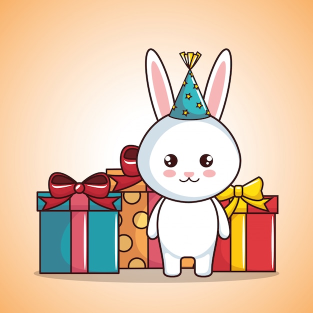 Carte De Joyeux Anniversaire  Avec Un Lapin Mignon  