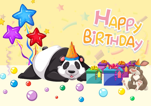 Carte De Joyeux Anniversaire Panda Vecteur Gratuite