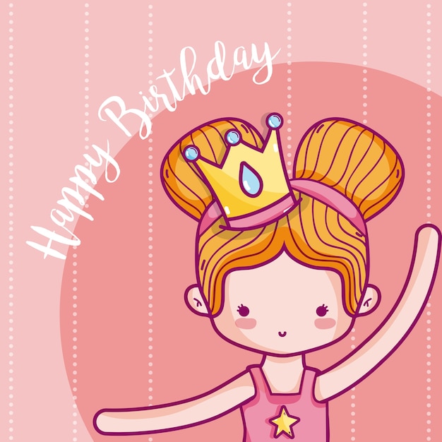 Carte De Joyeux Anniversaire Pour Fille Avec Princesse Vecteur Premium