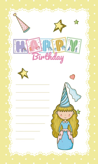 Carte De Joyeux Anniversaire Pour Petite Fille Vecteur Premium