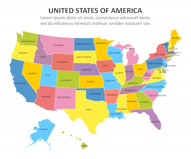 carte des états unis avec les états