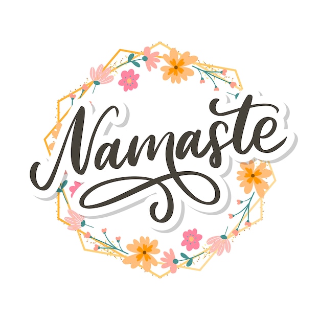 Carte Namaste Dessine A La Main Bonjour En Hindi Illustration D Encre Citation Positive Calligraphie Au Pinceau Moderne Vecteur Premium