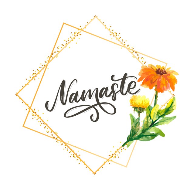 Carte De Namaste De Lettrage Dessine A La Main Bonjour En Hindi Illustration D Encre Citation Positive Calligraphie Au Pinceau Moderne Vecteur Premium