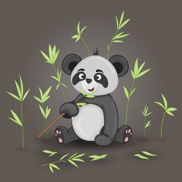 Carte Postale Cadeau Avec Un Panda D Animaux De Dessins Animes Vecteur Premium