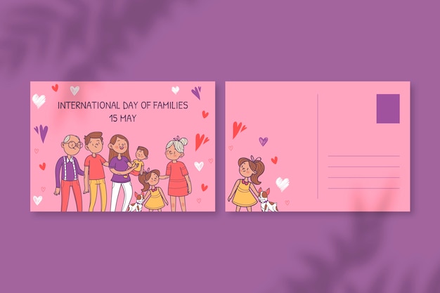 Carte Postale Familiale D Amour Enfantin Dessine A La Main Vecteur Gratuite Carte Postale Familiale D Amour Enfantin Dessine A La Main Vecteur Gratuite