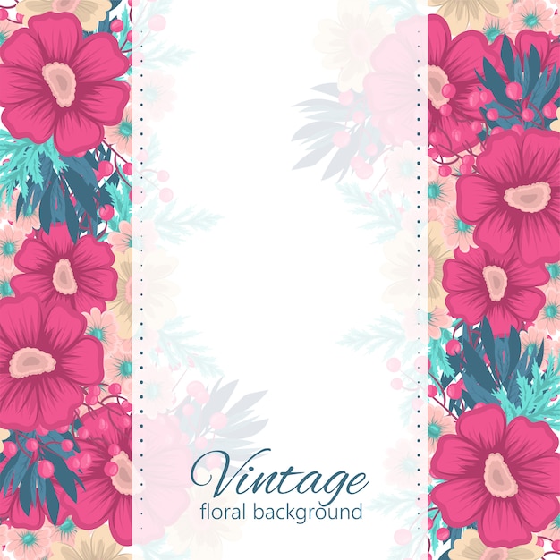 Carte de voeux avec des fleurs Vecteur gratuit