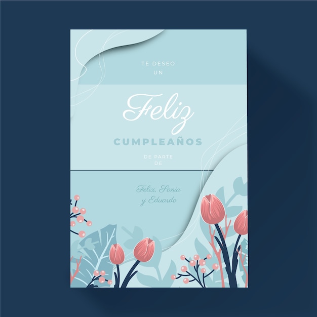 Carte De Voeux Joyeux Anniversaire Floral Vecteur Gratuite