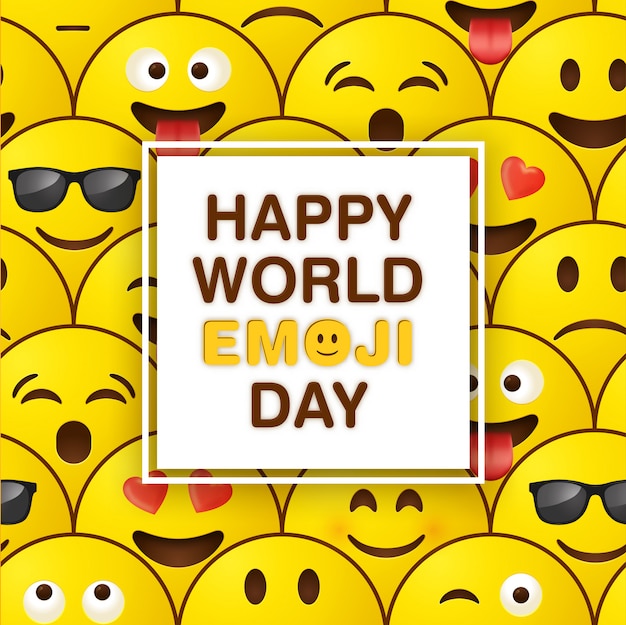 Carte De Voeux World Emoji Jour Vecteur Premium