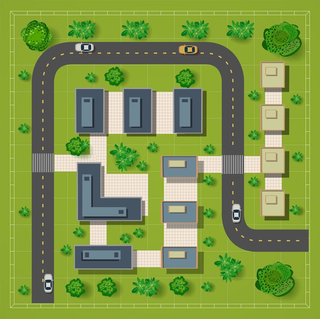 Carte d'une vue de dessus des toits Vecteur Premium